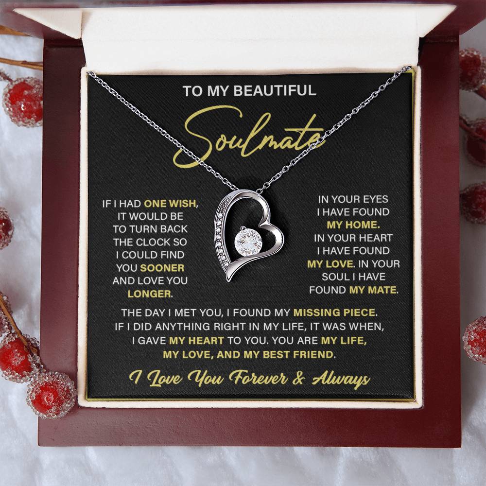 To My Beautiful Soulmate, Valentine's Day Gift Forever Love Necklace