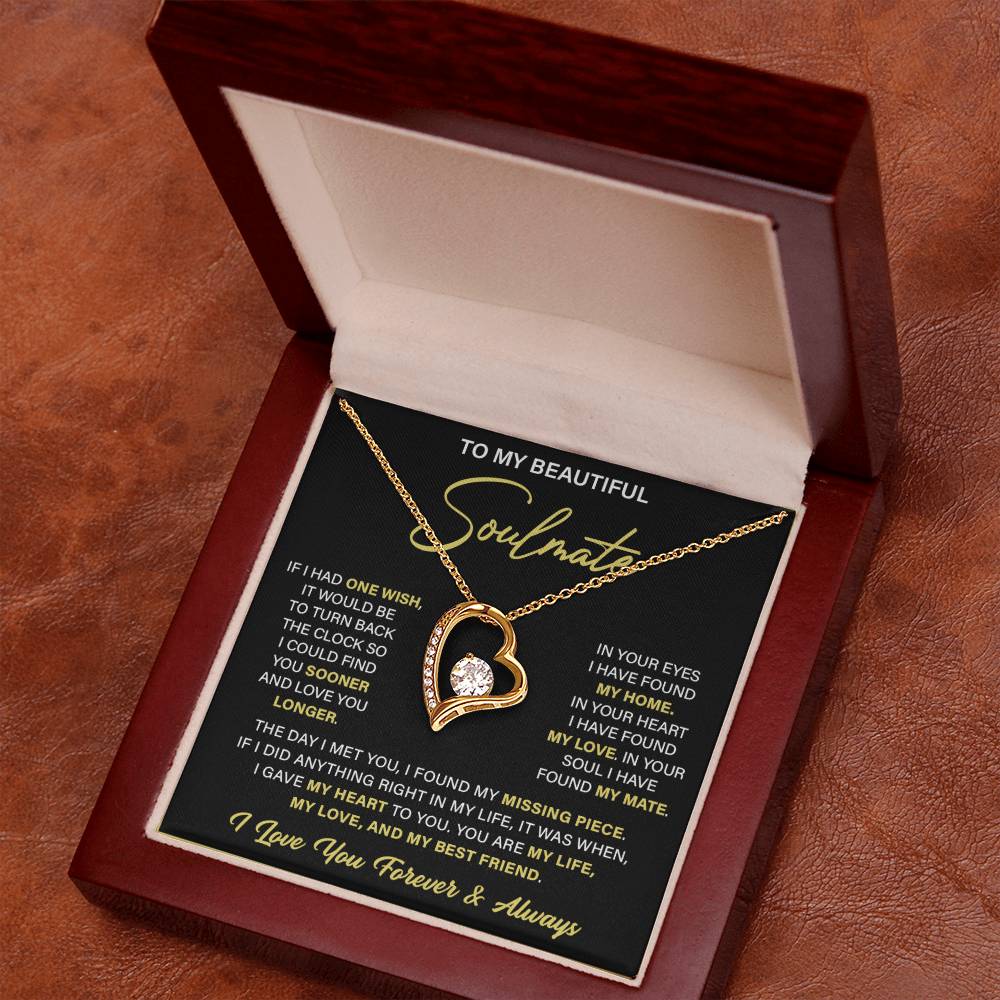 To My Beautiful Soulmate, Valentine's Day Gift Forever Love Necklace