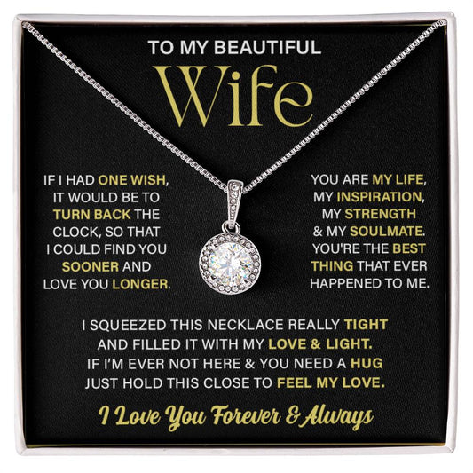 To My Wife, You're My Life, Mother's Day Gift Eternal Hope Necklace