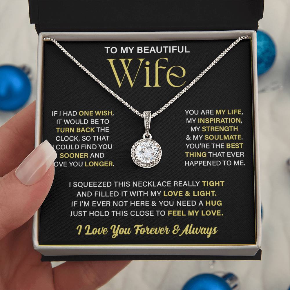 To My Wife, You're My Life, Mother's Day Gift Eternal Hope Necklace