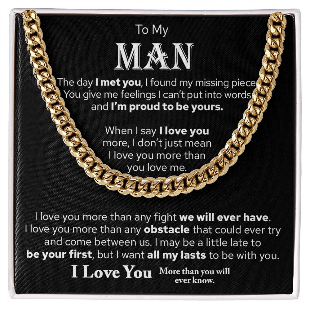 To My Man, Gift For Husband, I Love You Cuban Chain Necklace