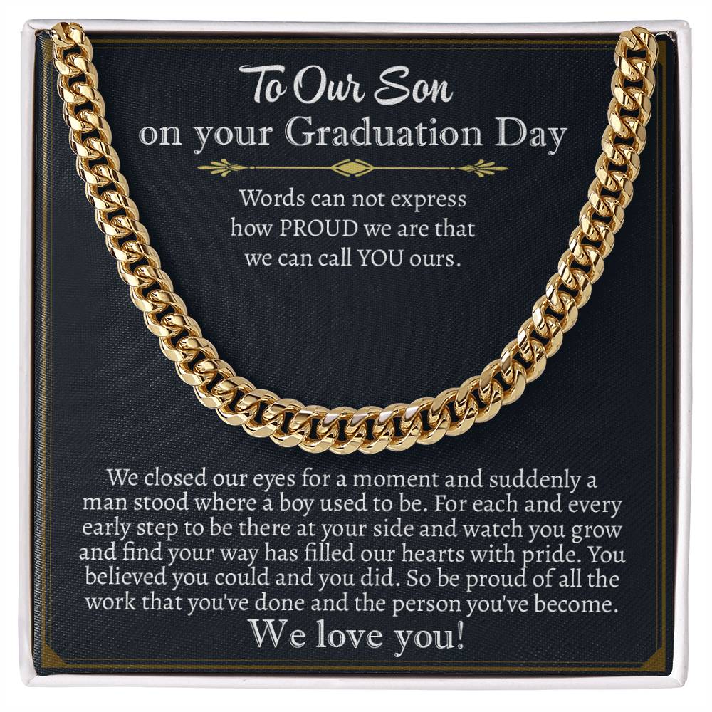 To Our Son On Your Graduation Day, We Love You Cuban Chain Necklace