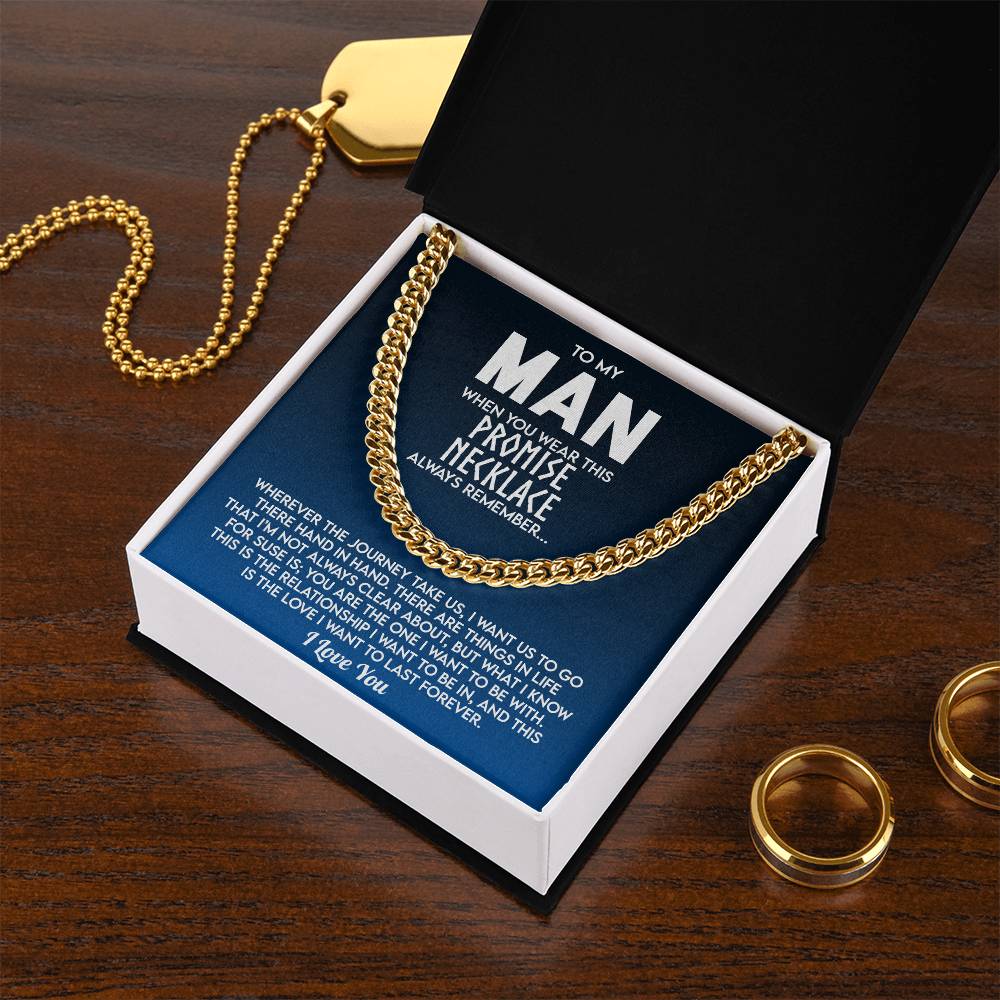 To My Man Promise Necklace, Valentine's Day Gift For Husband Cuban Chain Necklace