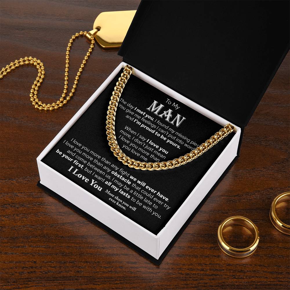 To My Man, Gift For Husband, I Love You Cuban Chain Necklace