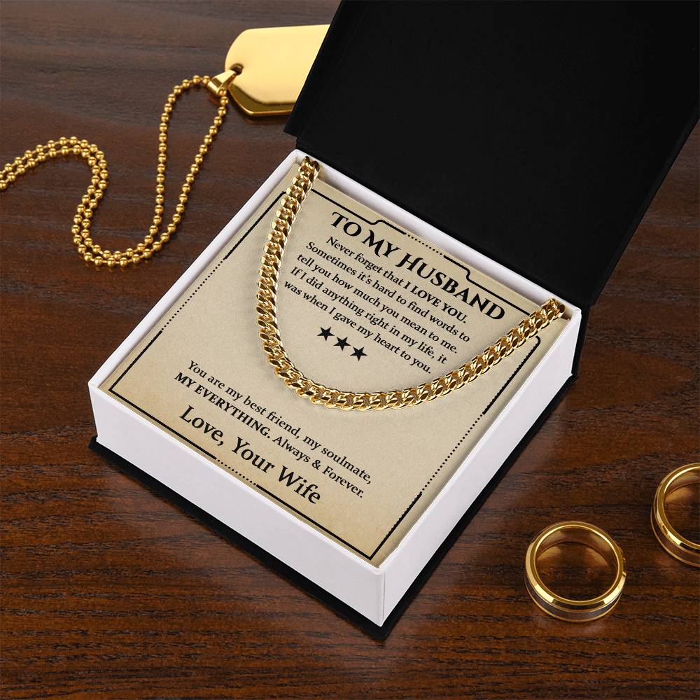 To My Husband, Valentine's Day Gift Cuban Chain Necklace