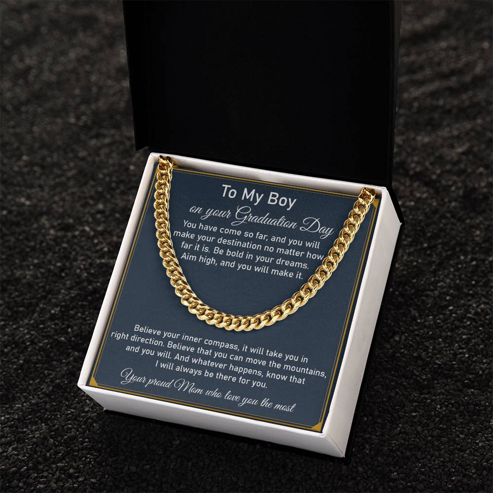 To My Son on Graduation Day Cuban Chain Necklace