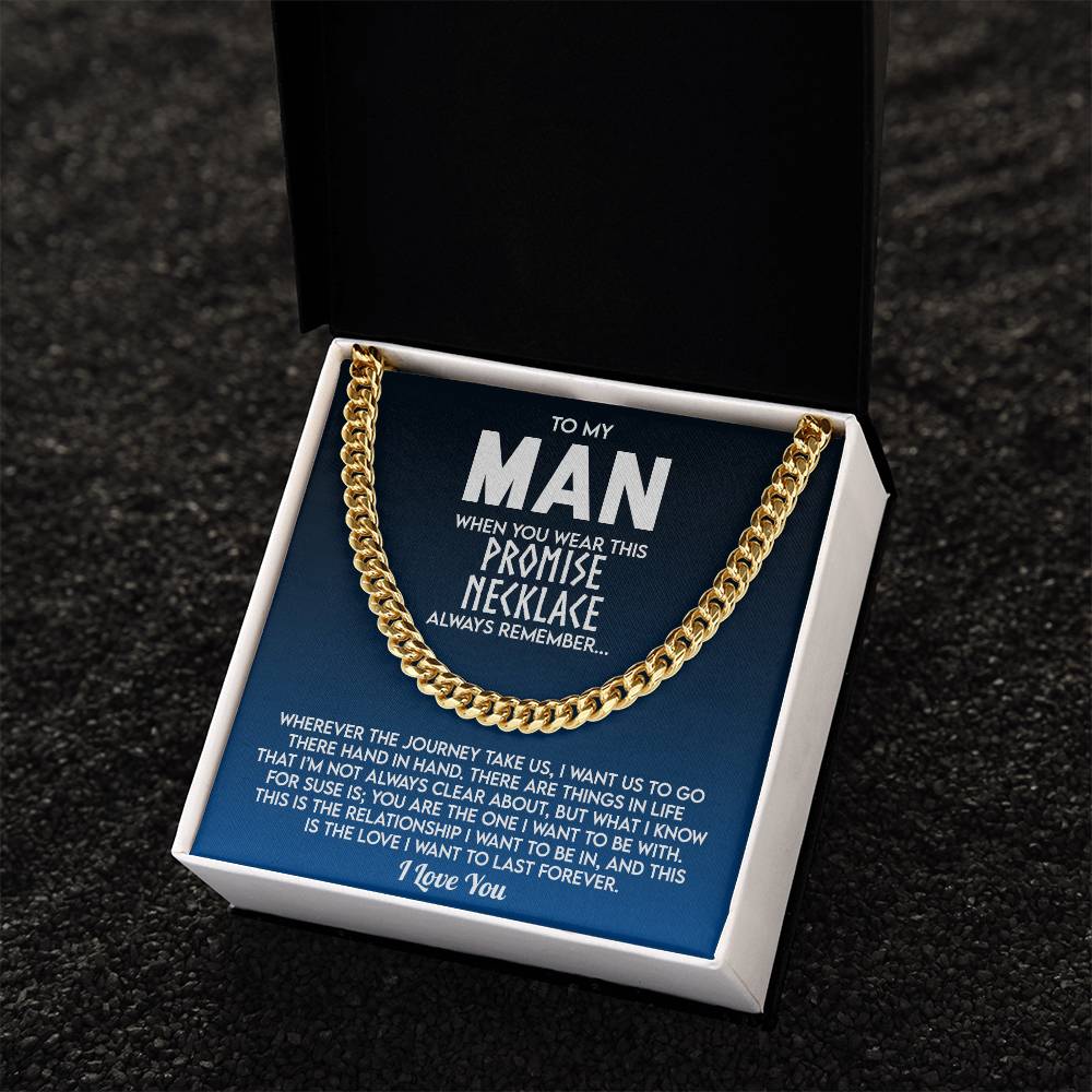 To My Man Promise Necklace, Valentine's Day Gift For Husband Cuban Chain Necklace