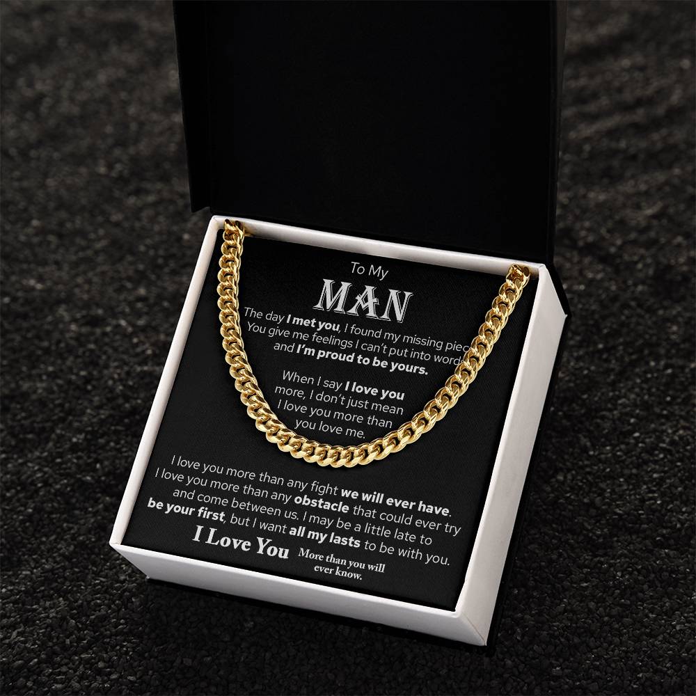 To My Man, Gift For Husband, I Love You Cuban Chain Necklace