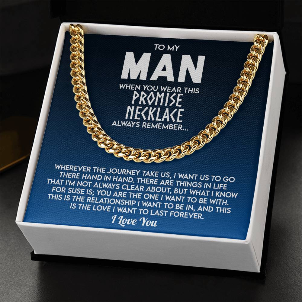 To My Man Promise Necklace, Valentine's Day Gift For Husband Cuban Chain Necklace