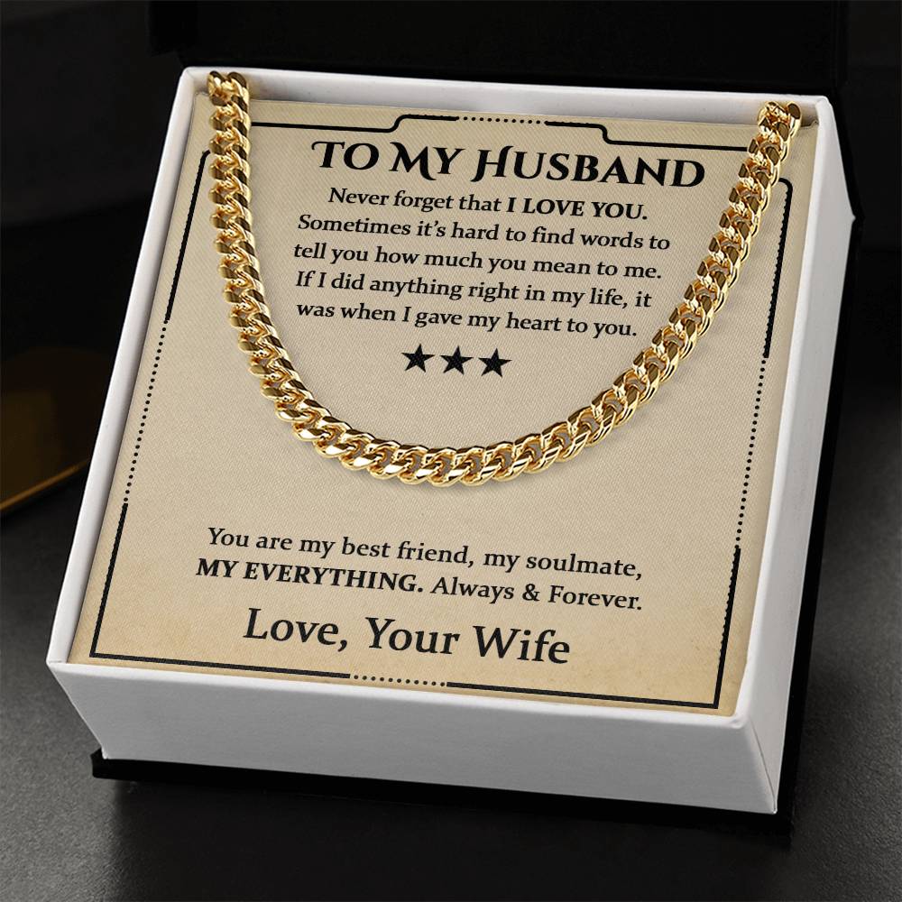 To My Husband, Valentine's Day Gift Cuban Chain Necklace