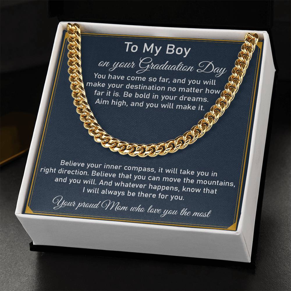 To My Son on Graduation Day Cuban Chain Necklace