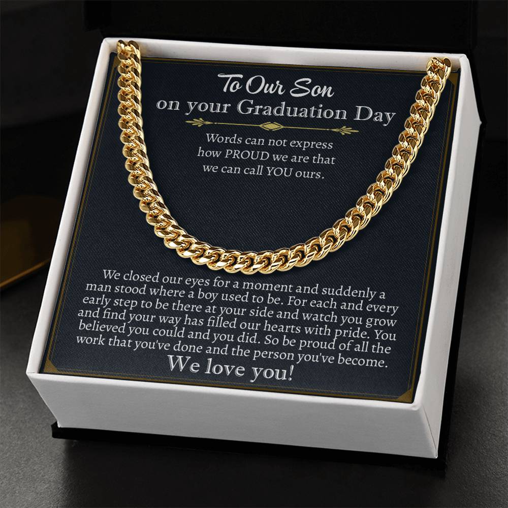 To Our Son On Your Graduation Day, We Love You Cuban Chain Necklace