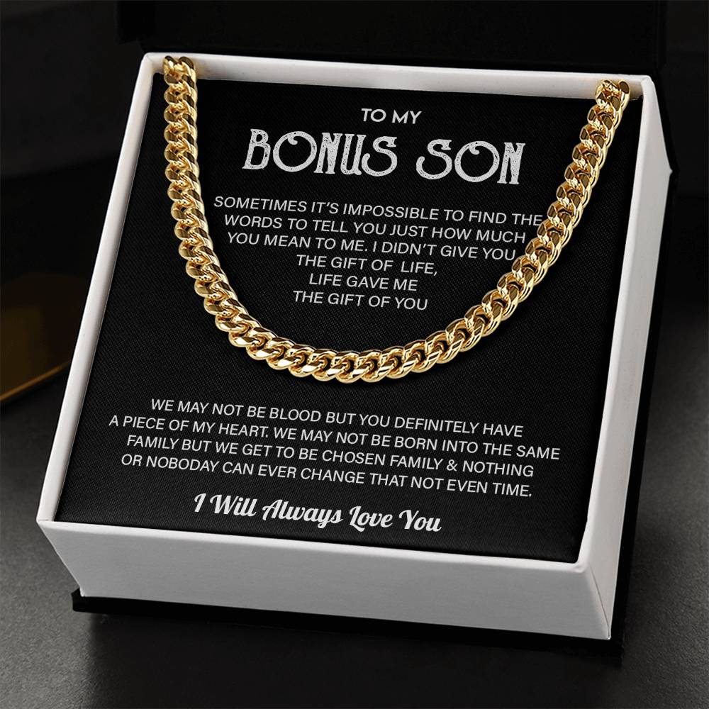 To My Bonus Son Cuban Chain Necklace