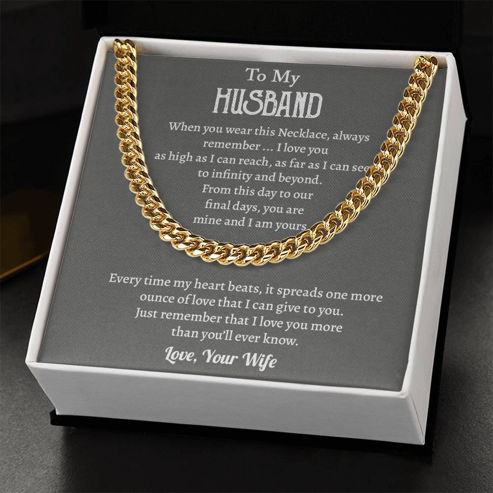 To My Husband Cuban Chain Necklace