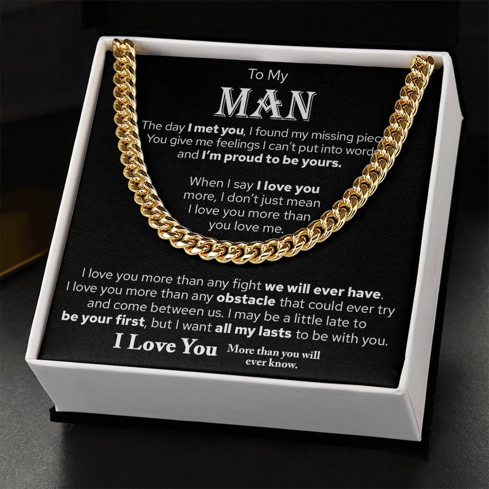 To My Man, Gift For Husband, I Love You Cuban Chain Necklace