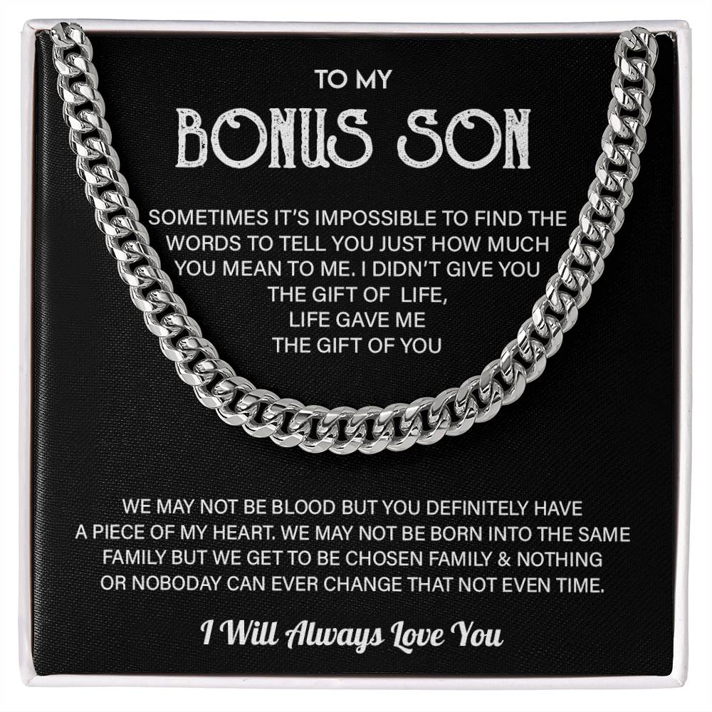 To My Bonus Son Cuban Chain Necklace