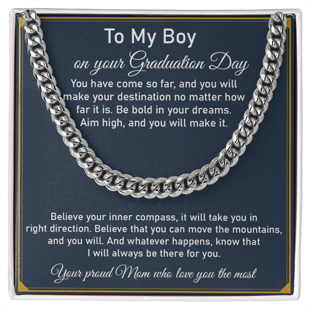 To My Son on Graduation Day Cuban Chain Necklace