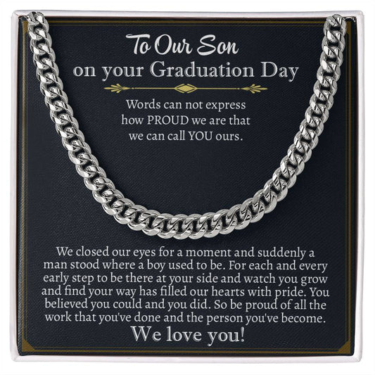 To Our Son On Your Graduation Day, We Love You Cuban Chain Necklace