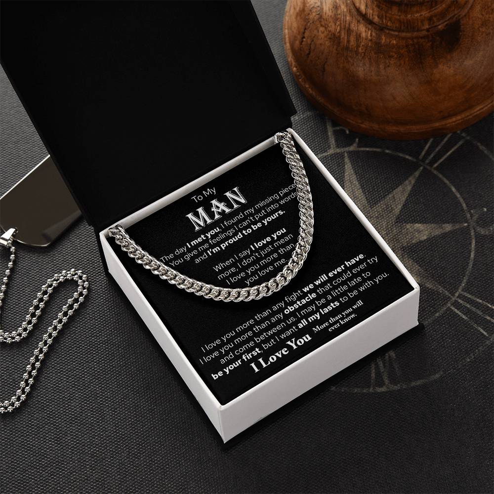 To My Man, Gift For Husband, I Love You Cuban Chain Necklace