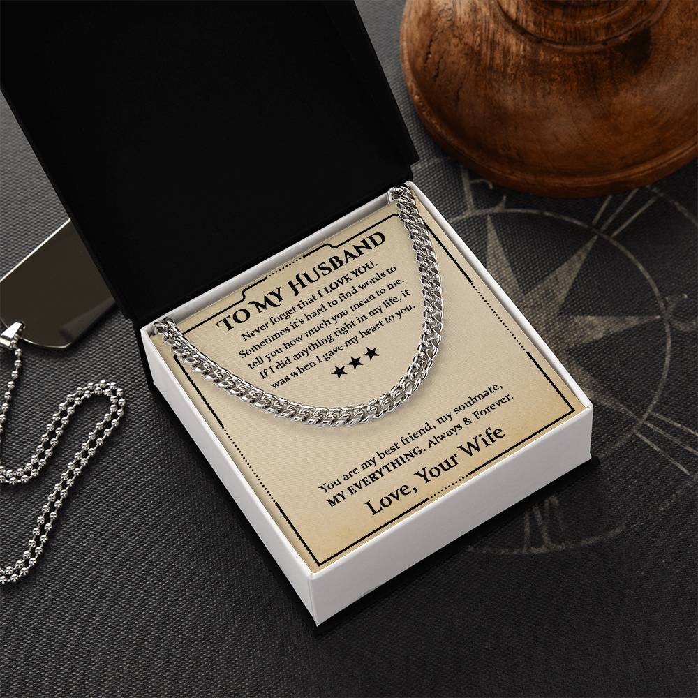 To My Husband, Valentine's Day Gift Cuban Chain Necklace