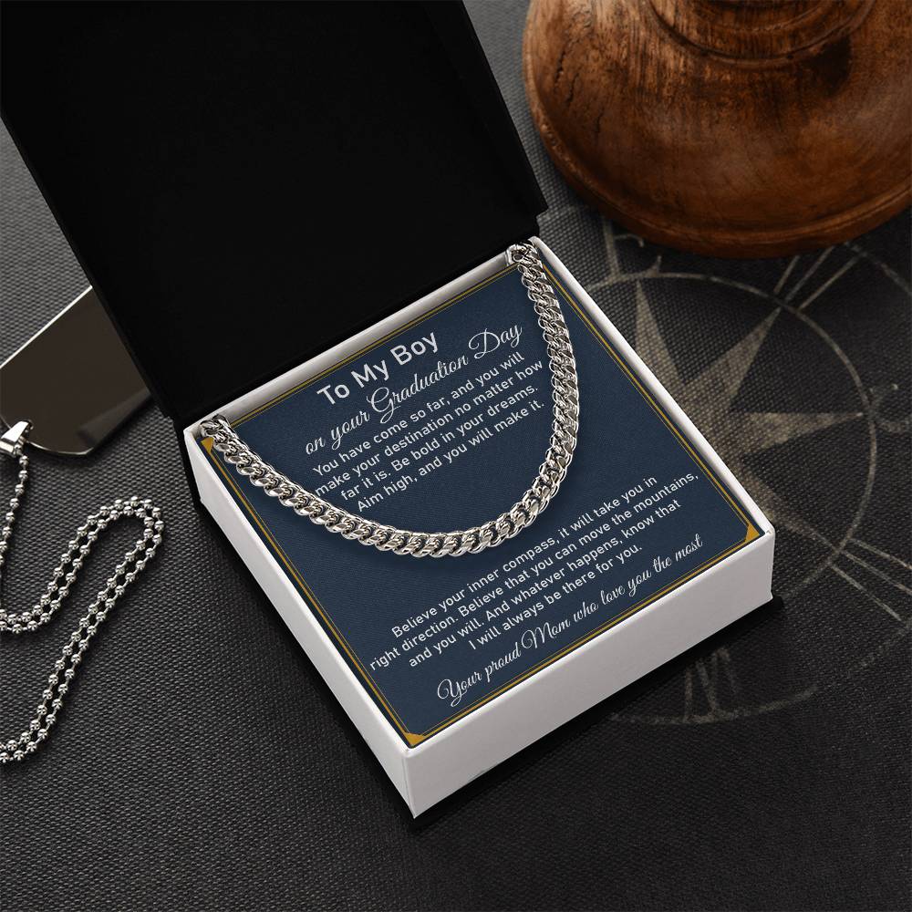 To My Son on Graduation Day Cuban Chain Necklace