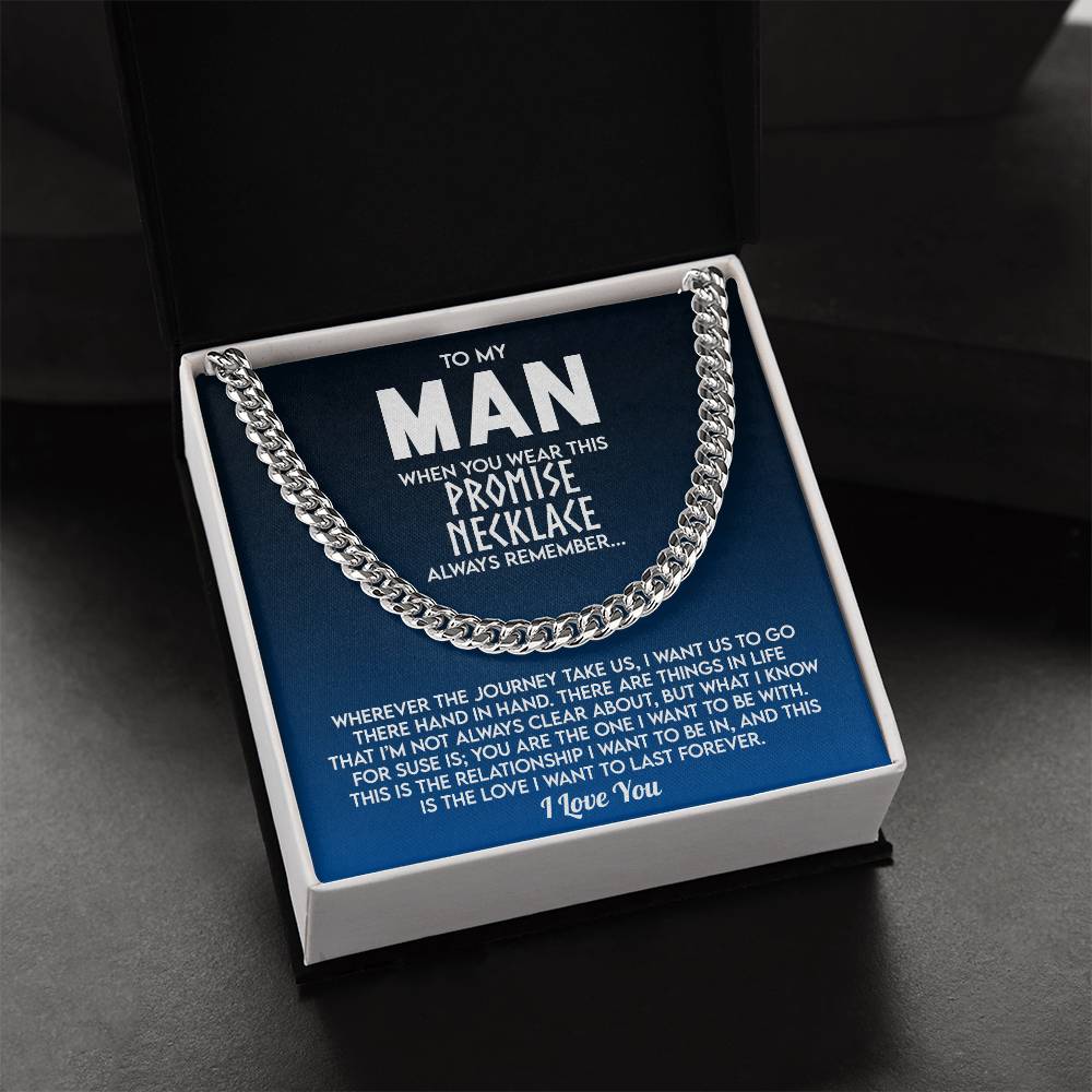 To My Man Promise Necklace, Valentine's Day Gift For Husband Cuban Chain Necklace