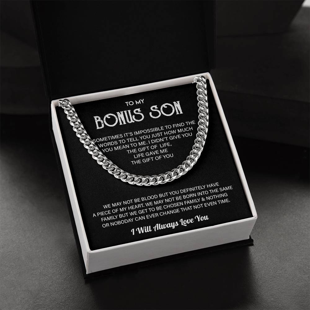 To My Bonus Son Cuban Chain Necklace