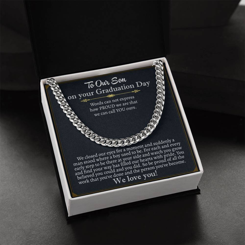 To Our Son On Your Graduation Day, We Love You Cuban Chain Necklace