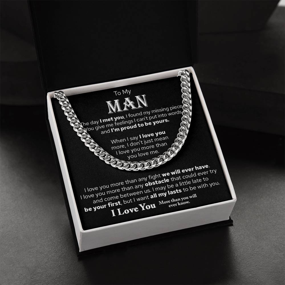 To My Man, Gift For Husband, I Love You Cuban Chain Necklace