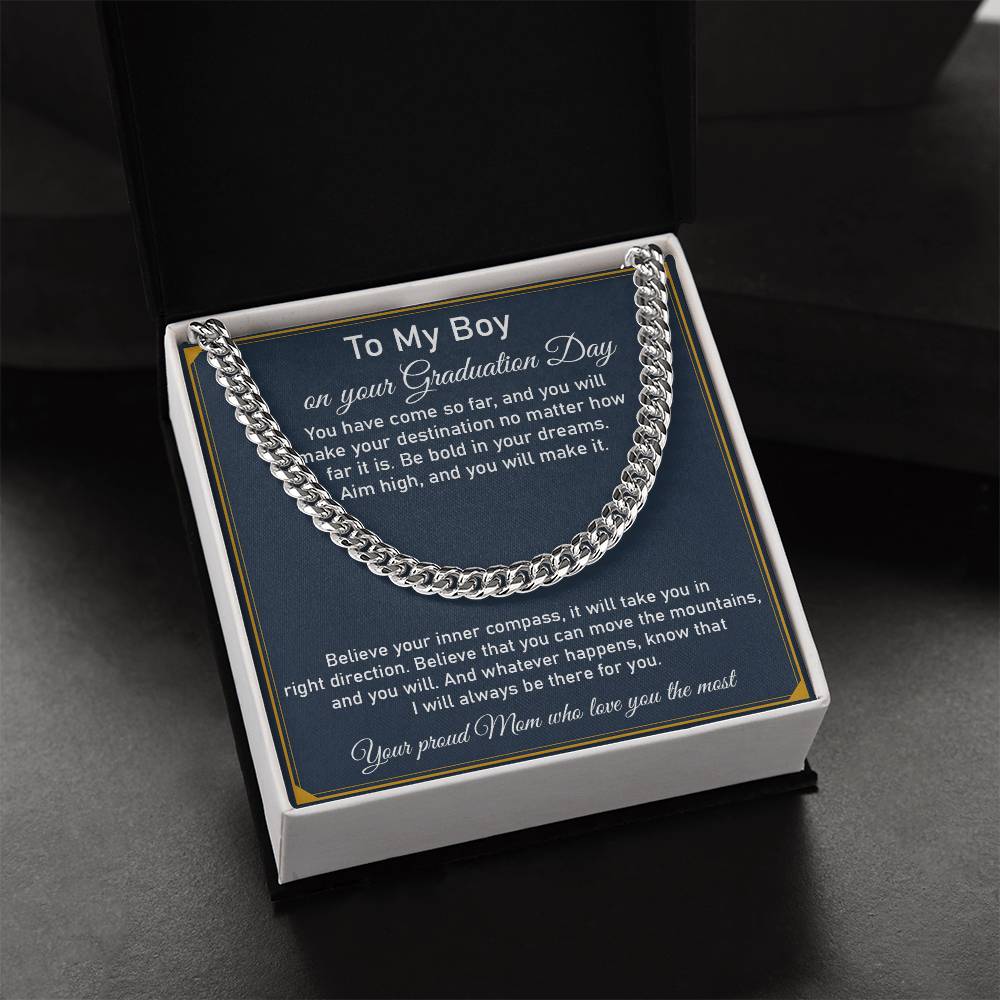 To My Son on Graduation Day Cuban Chain Necklace