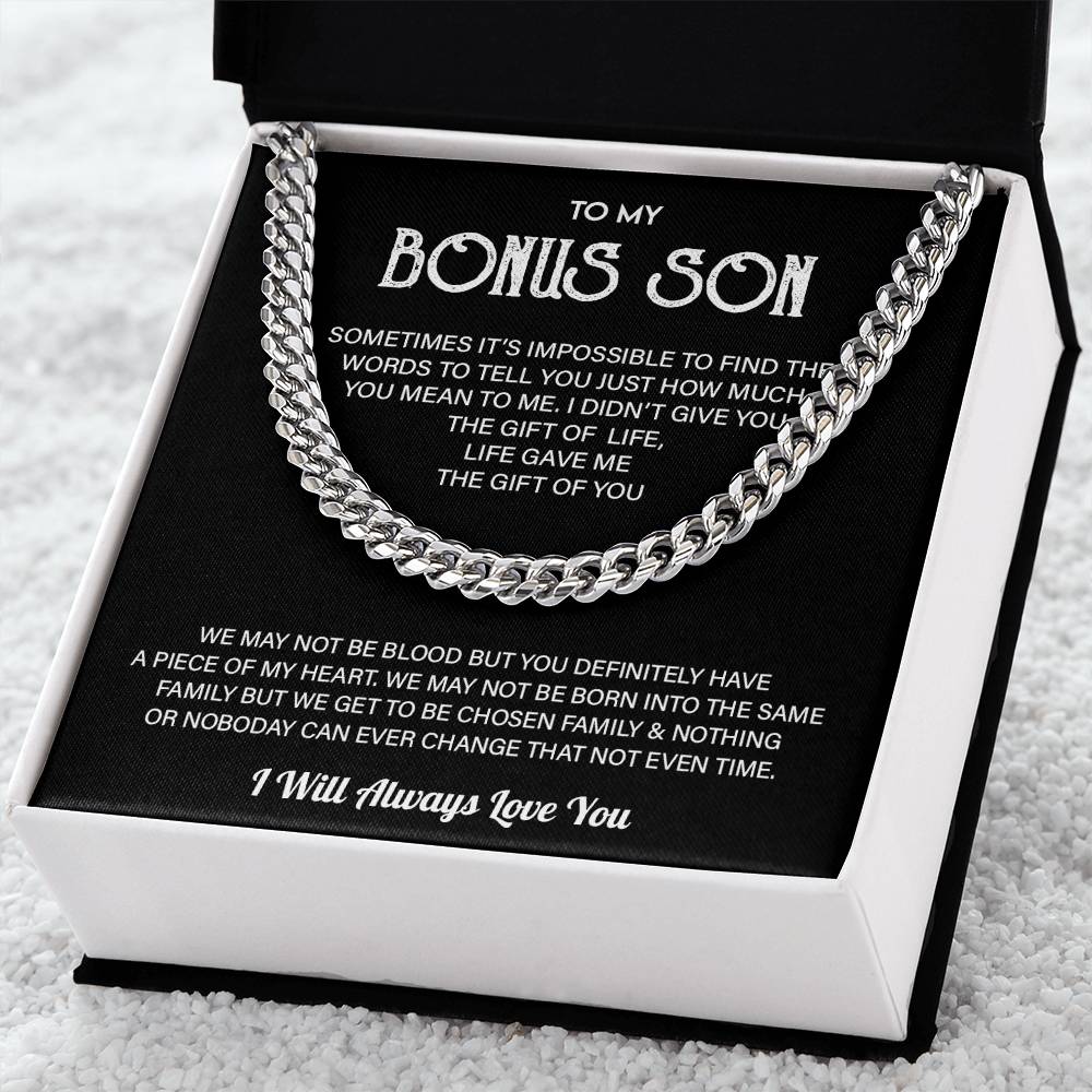 To My Bonus Son Cuban Chain Necklace