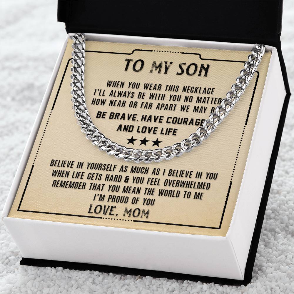 To My Son, I'm Proud Of You Cuban Chain Necklace