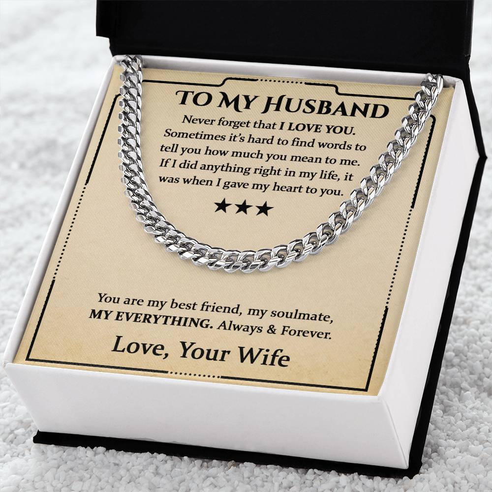 To My Husband, Valentine's Day Gift Cuban Chain Necklace