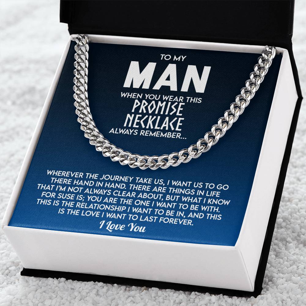 To My Man Promise Necklace, Valentine's Day Gift For Husband Cuban Chain Necklace