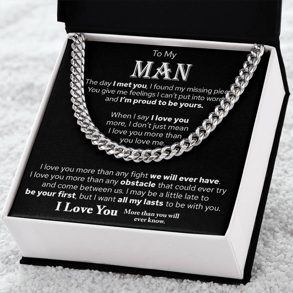 To My Man, Gift For Husband, I Love You Cuban Chain Necklace