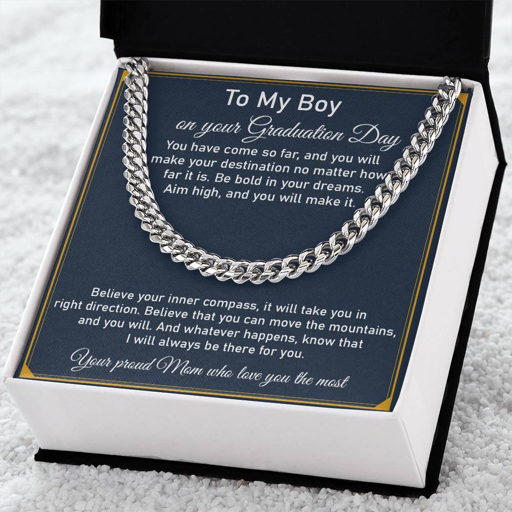 To My Son on Graduation Day Cuban Chain Necklace