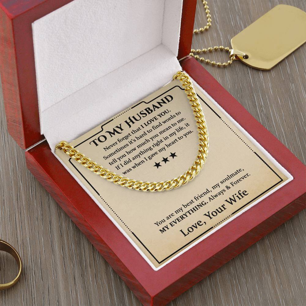 To My Husband, Valentine's Day Gift Cuban Chain Necklace