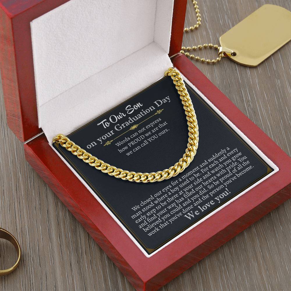 To Our Son On Your Graduation Day, We Love You Cuban Chain Necklace