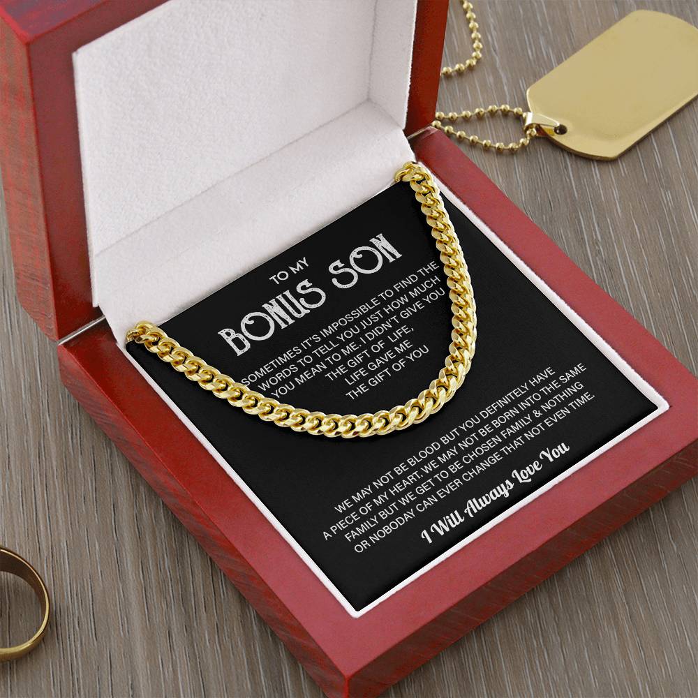 To My Bonus Son Cuban Chain Necklace