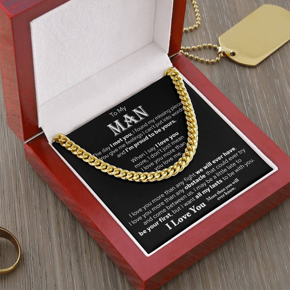 To My Man, Gift For Husband, I Love You Cuban Chain Necklace