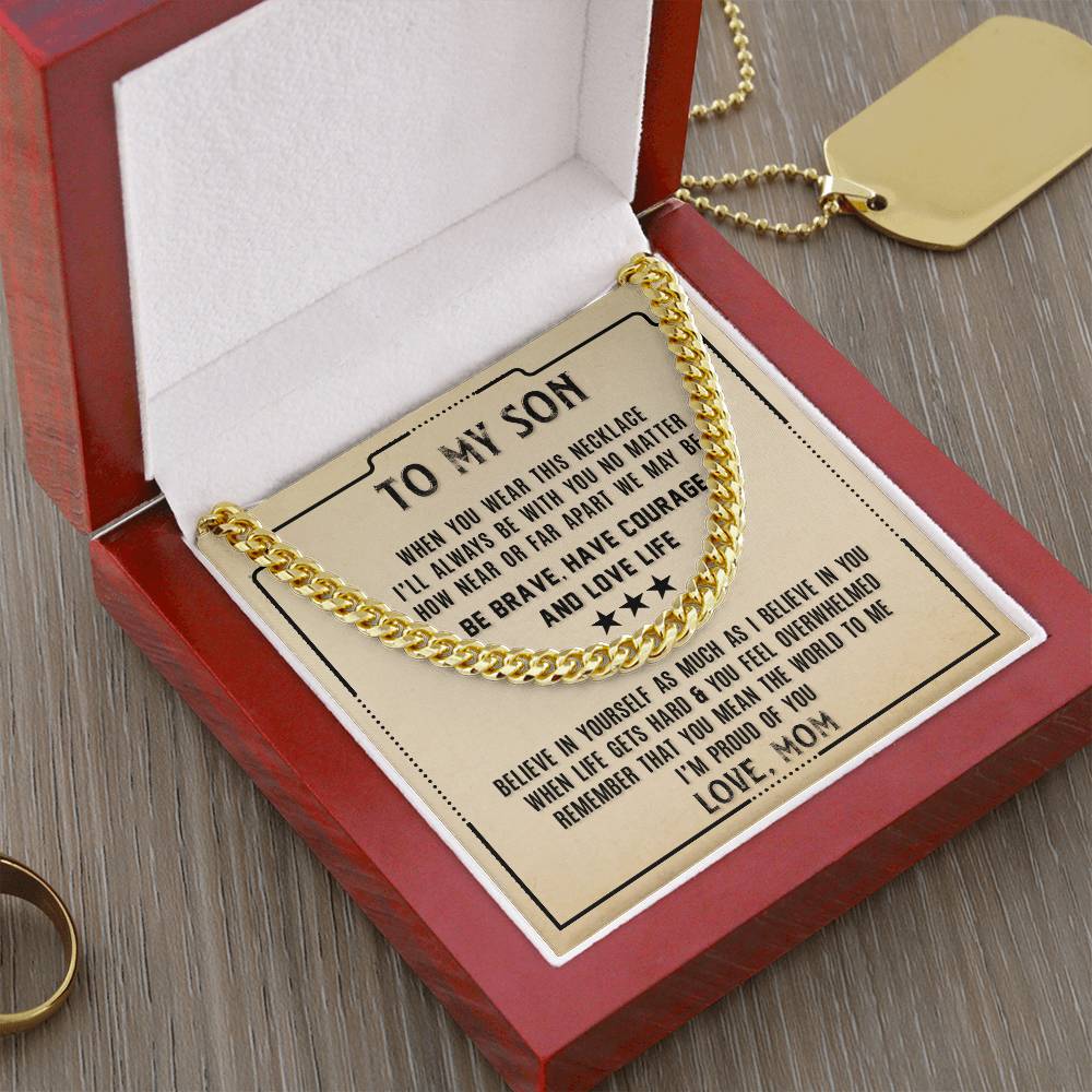 To My Son, I'm Proud Of You Cuban Chain Necklace