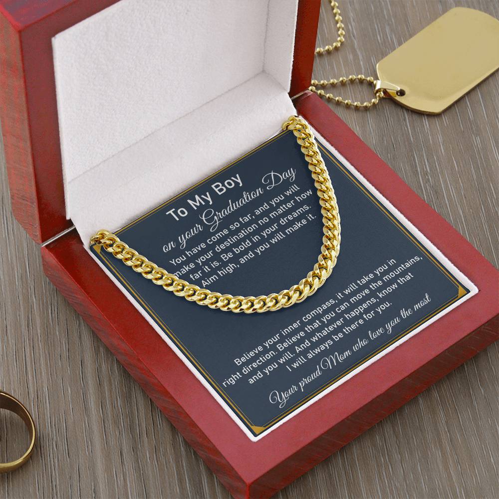 To My Son on Graduation Day Cuban Chain Necklace