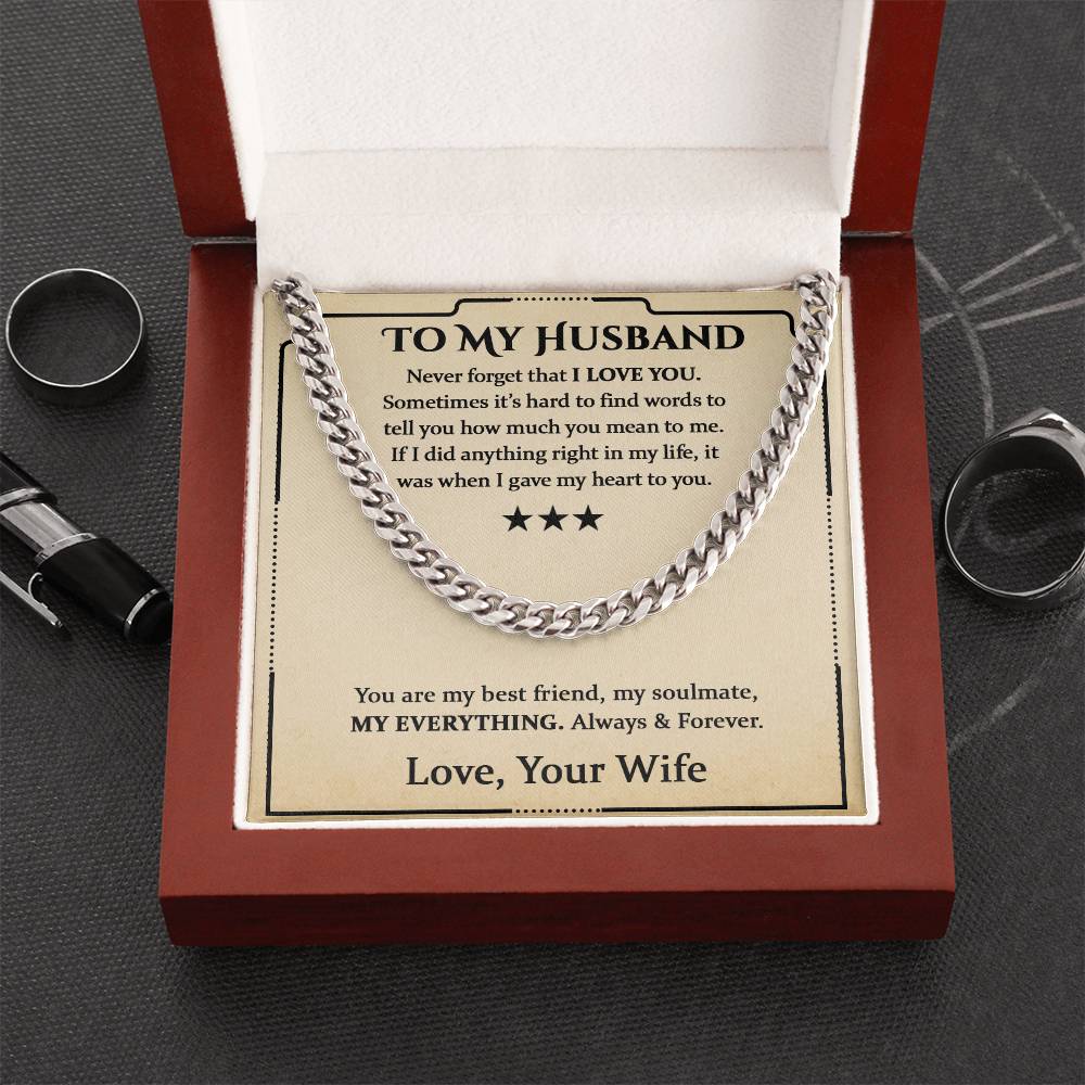 To My Husband, Valentine's Day Gift Cuban Chain Necklace