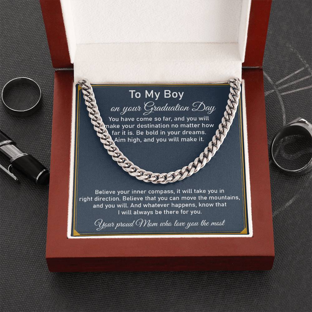 To My Son on Graduation Day Cuban Chain Necklace