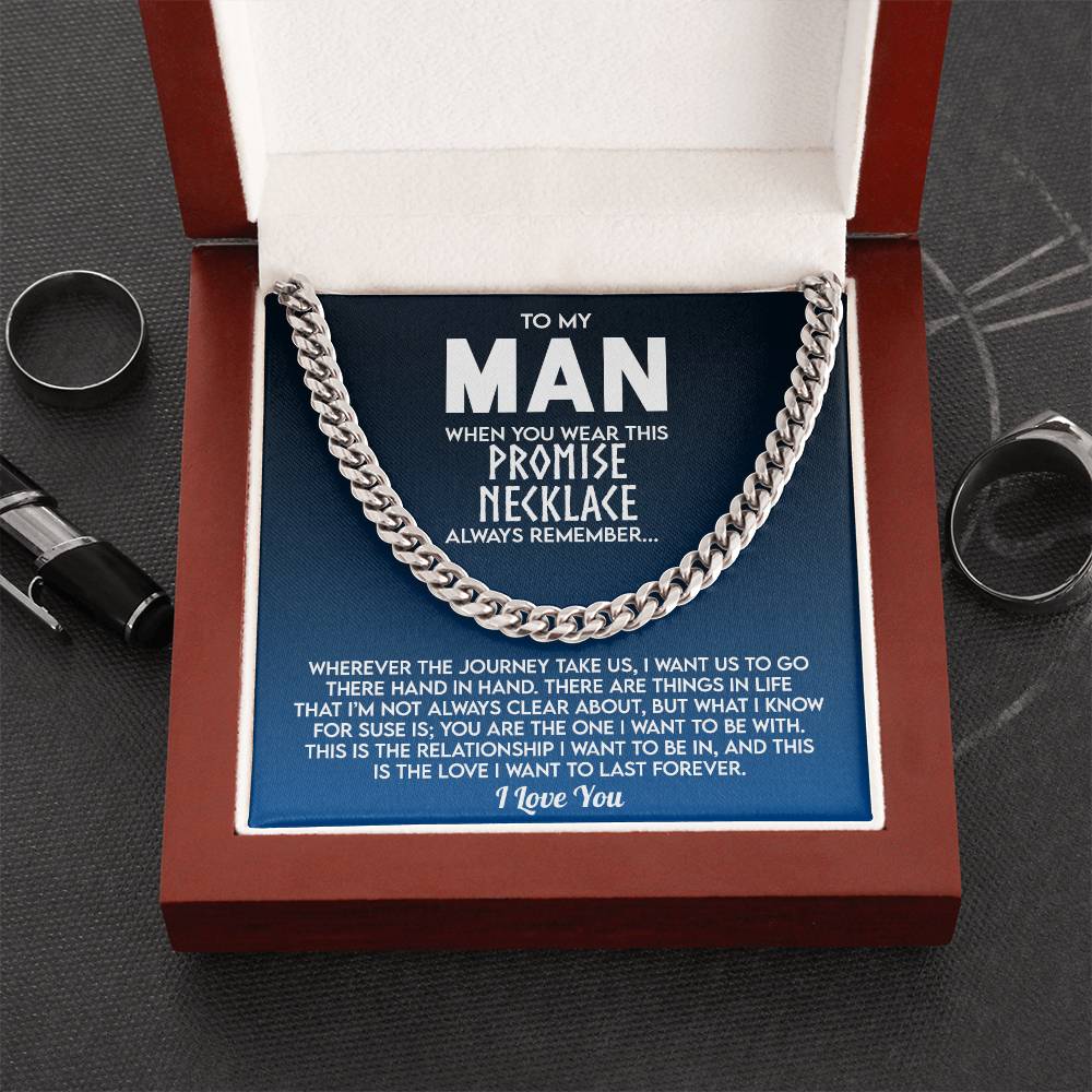 To My Man Promise Necklace, Valentine's Day Gift For Husband Cuban Chain Necklace