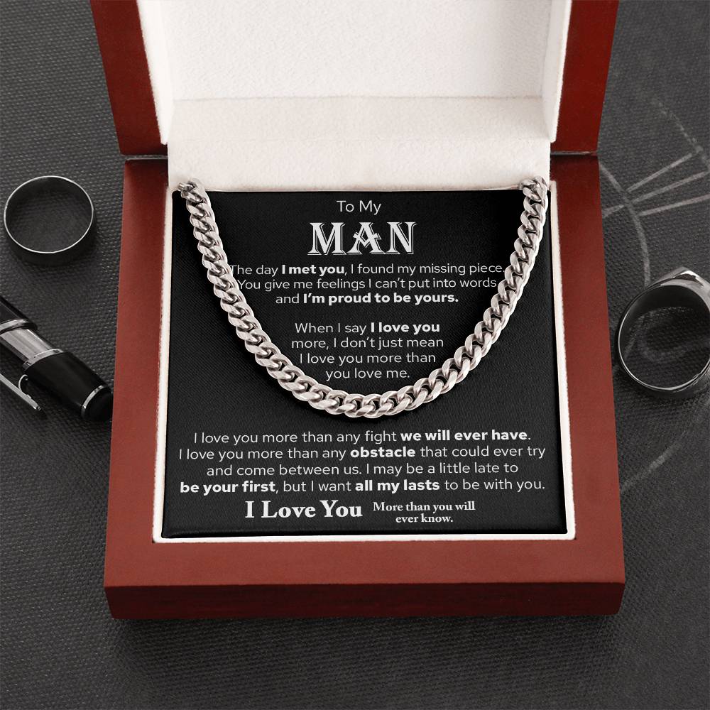 To My Man, Gift For Husband, I Love You Cuban Chain Necklace