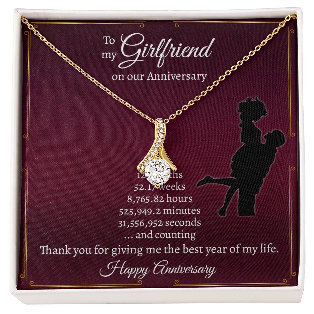 To My Girlfriend, Happy 1st Anniversary Gift Alluring Necklace