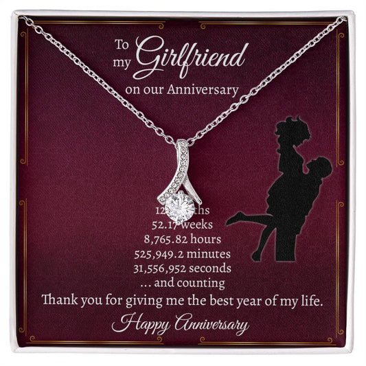 To My Girlfriend, Happy 1st Anniversary Gift Alluring Necklace