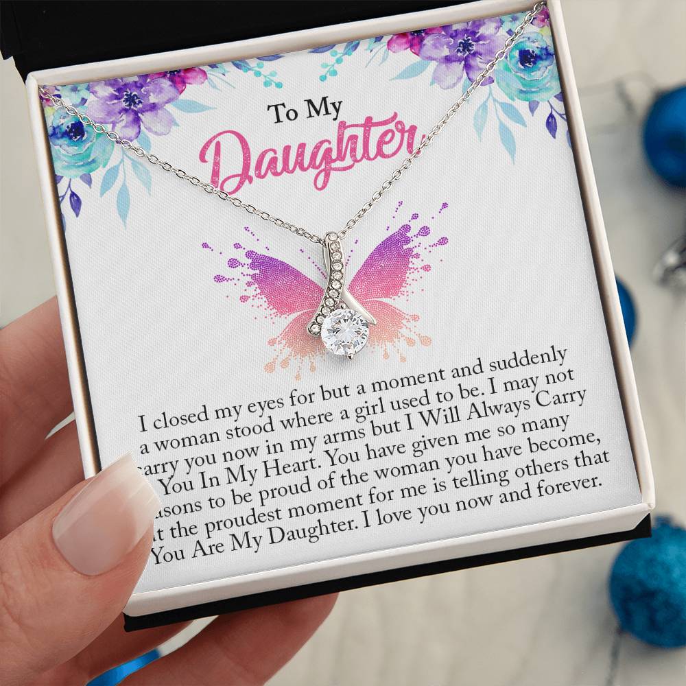 To My Daughter, I Love You Now And Forever Alluring Necklace