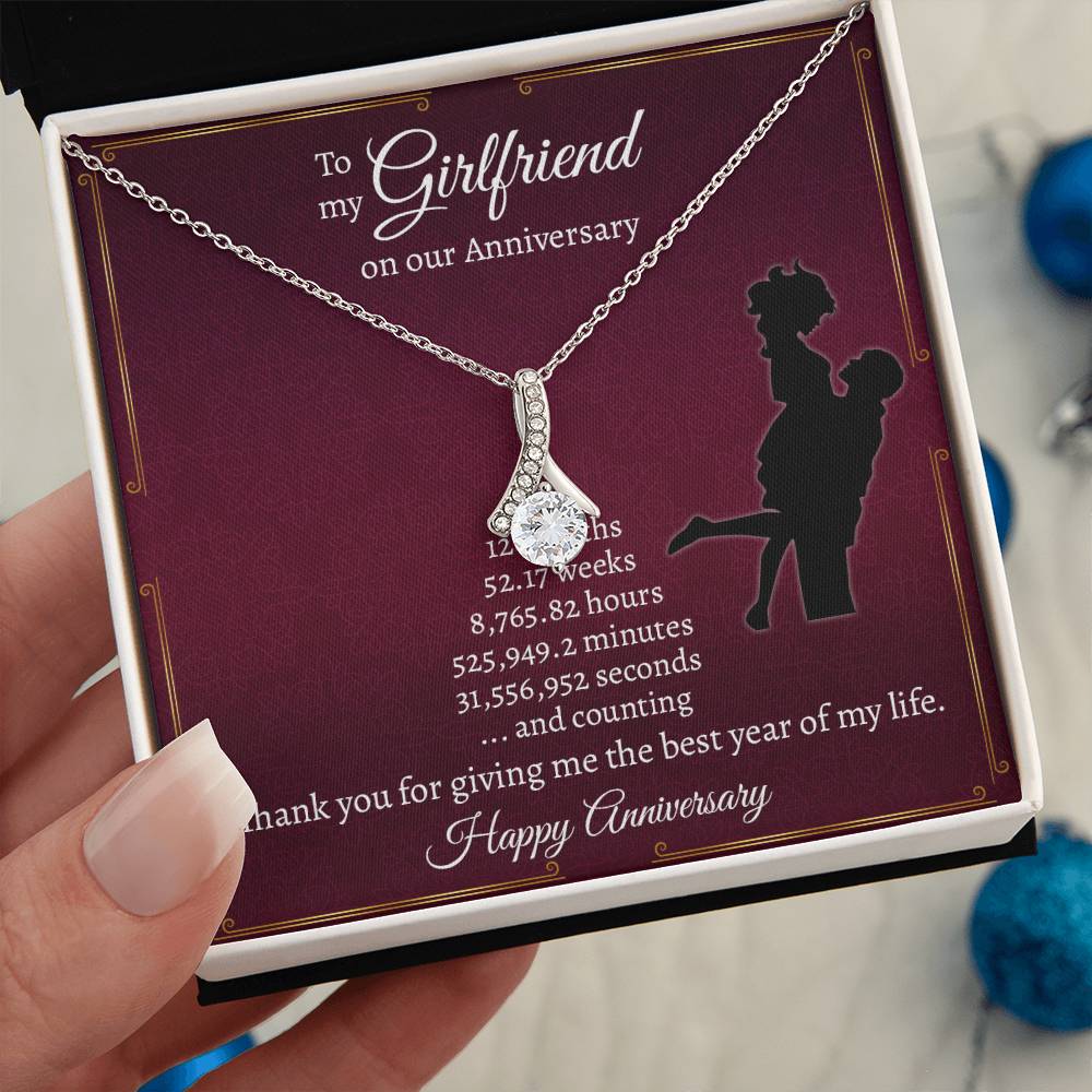 To My Girlfriend, Happy 1st Anniversary Gift Alluring Necklace